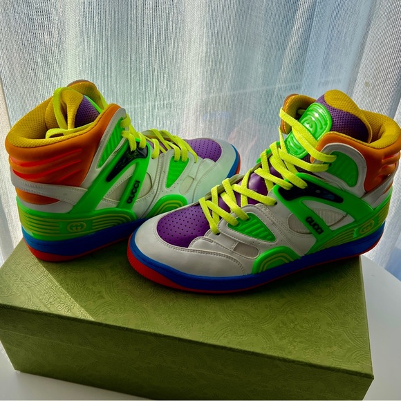 Gucci Authentic Demetra Basket High-Top Sneakers - Picture 11 of 13